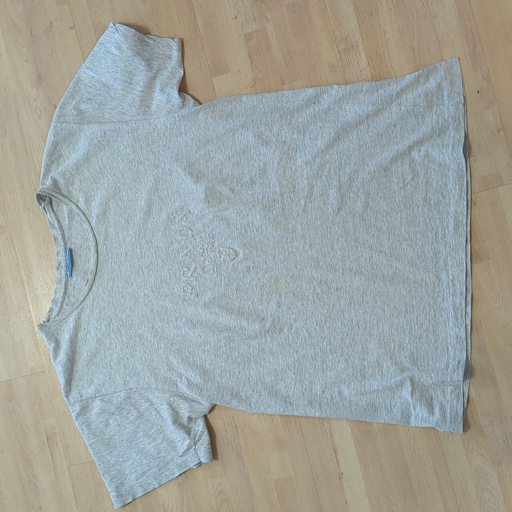 PRADA light-gray cotton vintage -90's embroidered/beaded PRADA Logo - Picture 8 of 13
